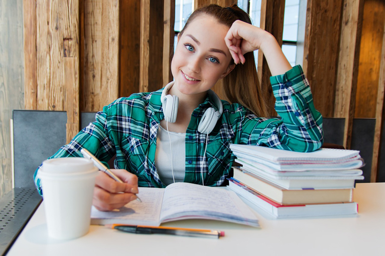 young woman studying