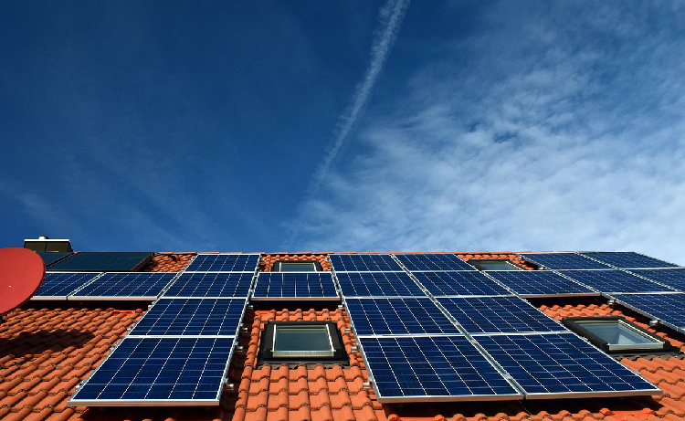 solar panels on roof