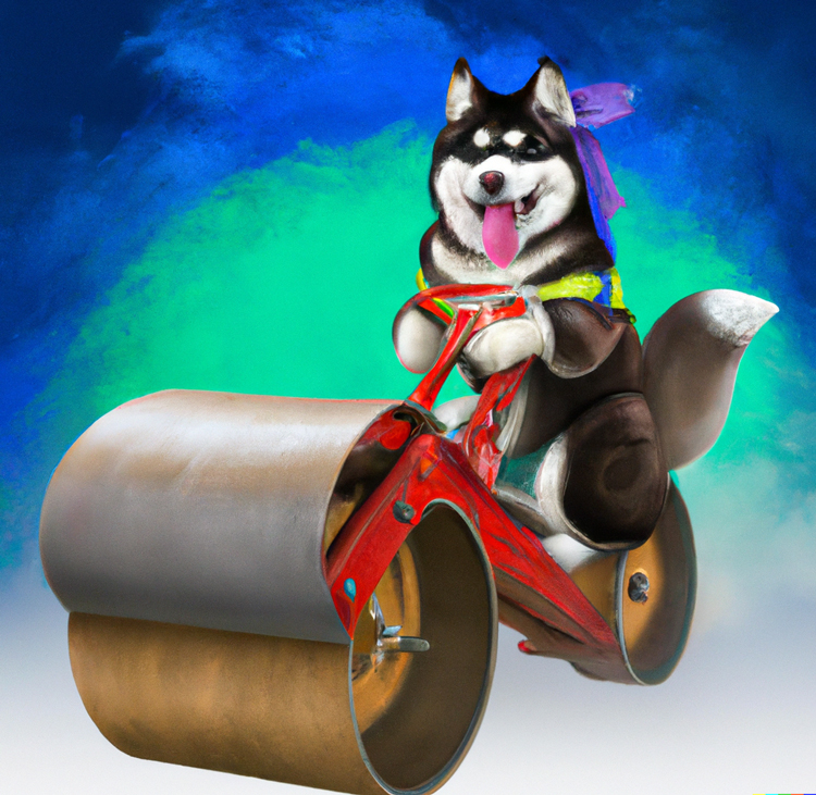 husky with a steamroller image